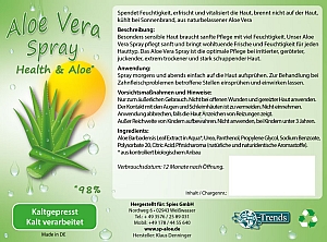 Aloe Vera Bio Spray, Naturkosmetik / 98% Aloe Vera Anteil