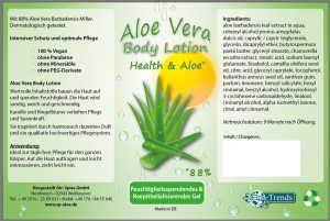 Aloe Vera Body Lotion / Feuchtigkeitsgel 250 ml